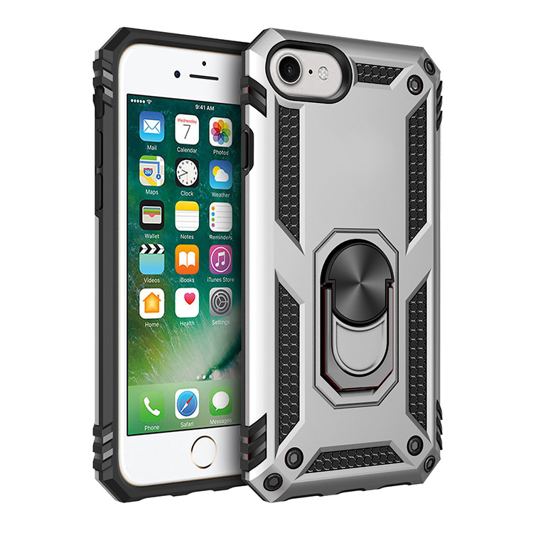 iPhone SE2020 / 8 / 7 Tech Armor RING Grip Case with Metal Plate (Silver)